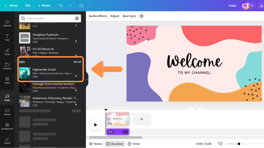 How to Add Sound Effect to Design in Canva