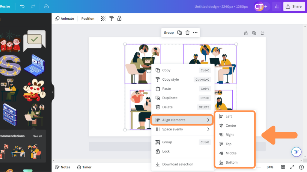 How to Arrange Elements in Canva