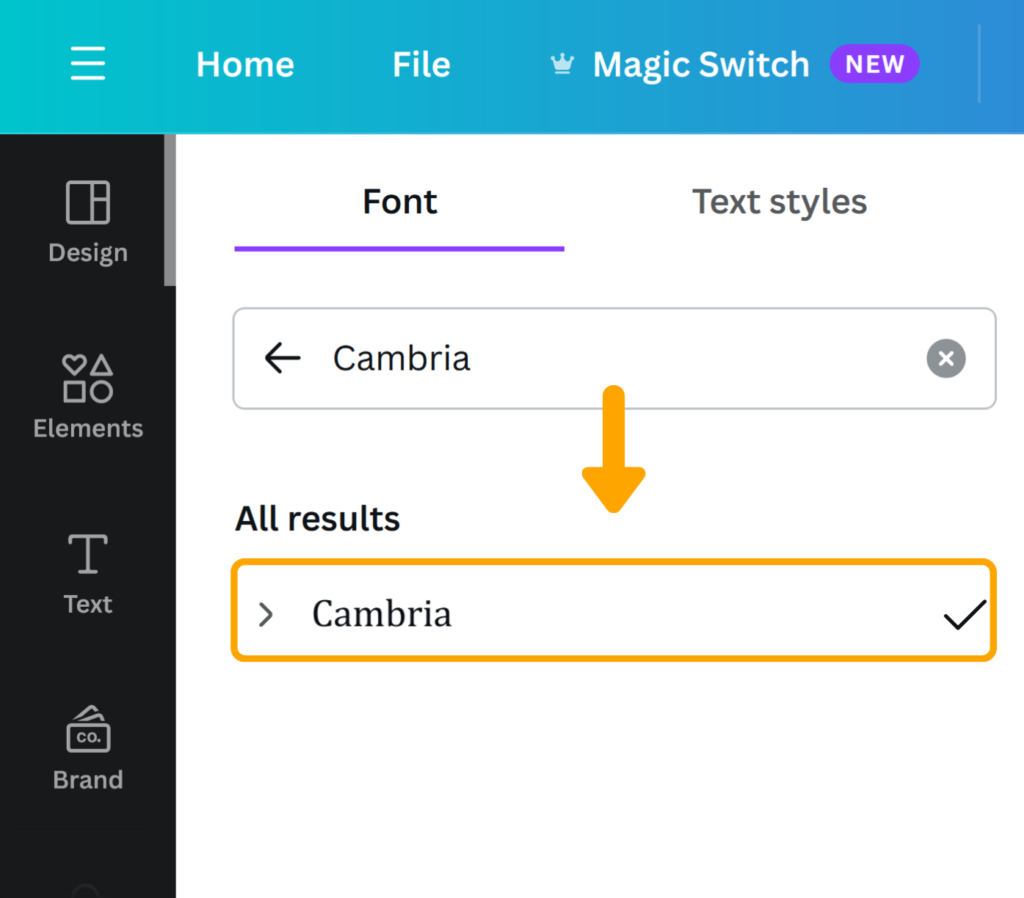 Cambria Font Search
