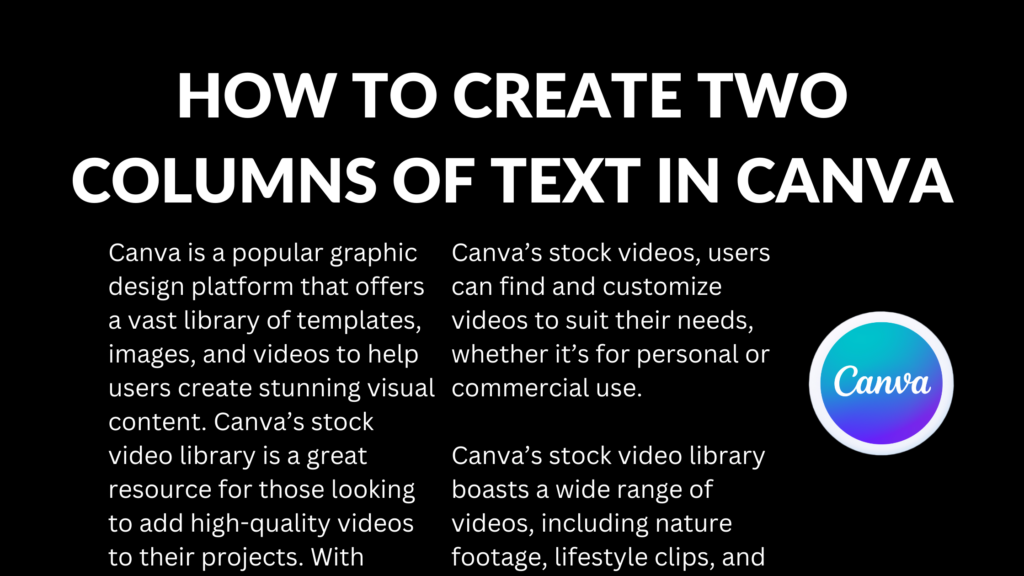 how to create two columns of text in canva
